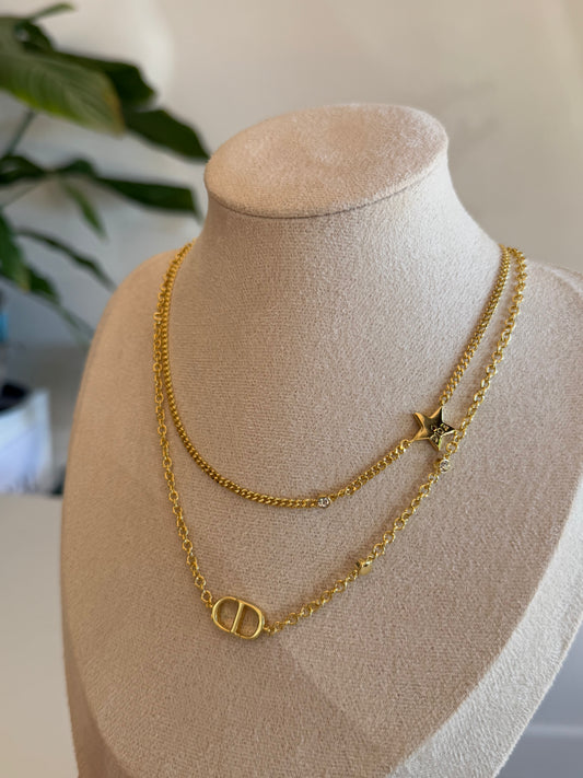 Double Chain CD Necklace