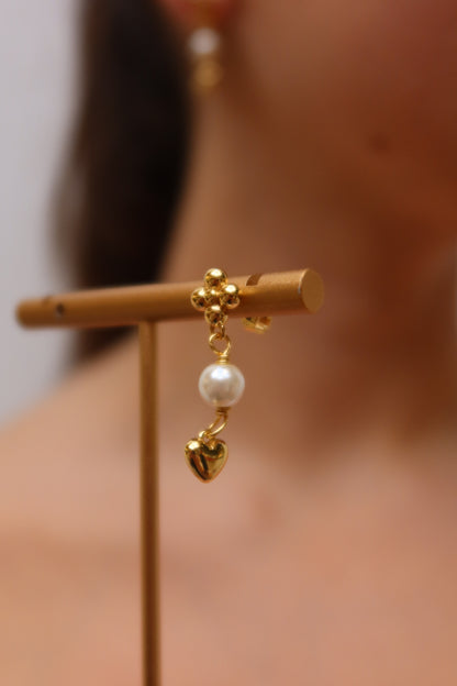 Pearl Heart Drop Earrings