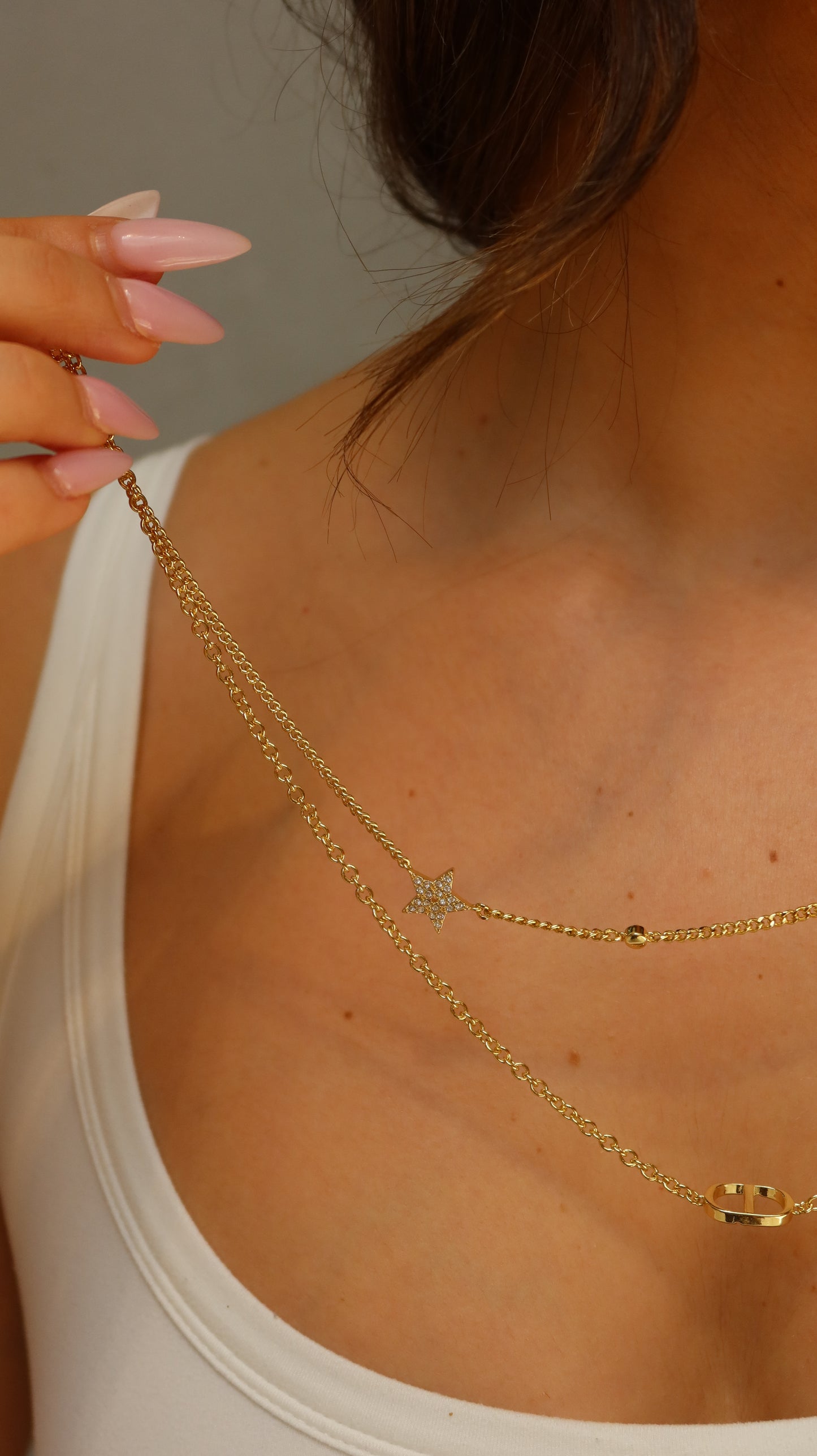 Double Chain CD Necklace