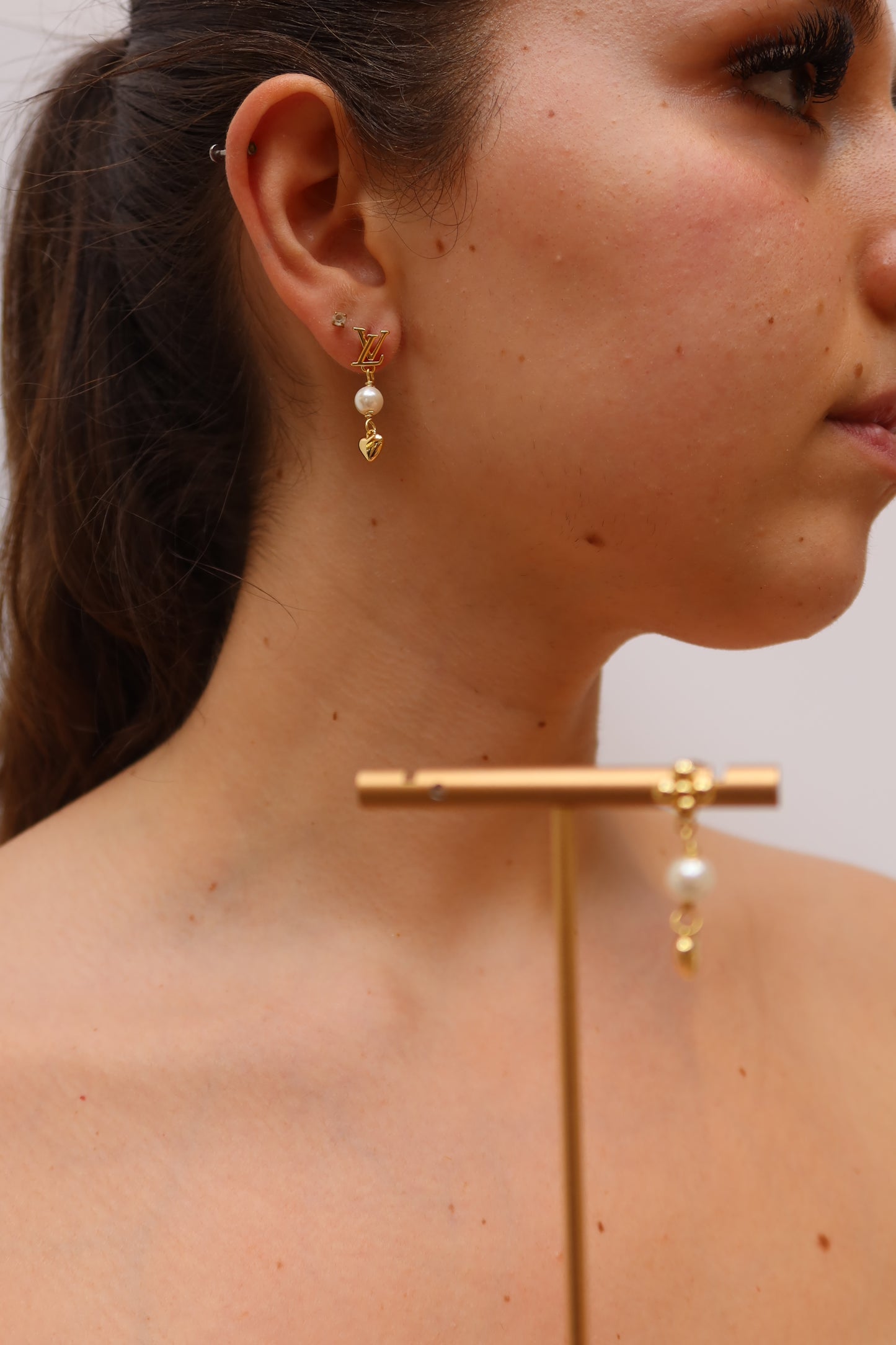 Pearl Heart Drop Earrings