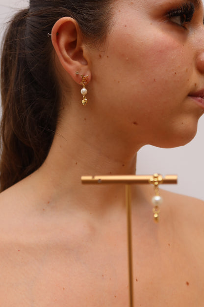 Pearl Heart Drop Earrings