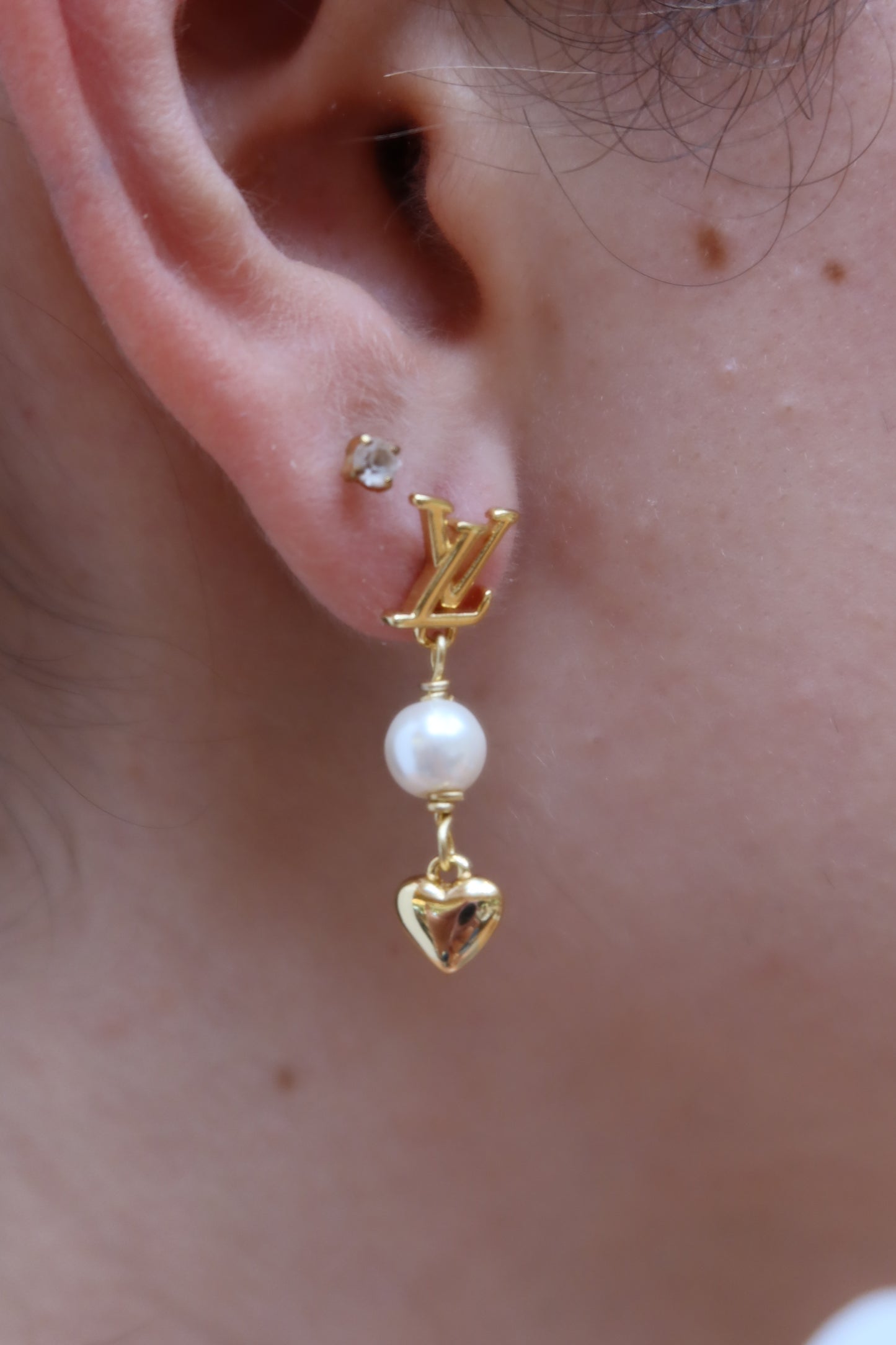 Pearl Heart Drop Earrings