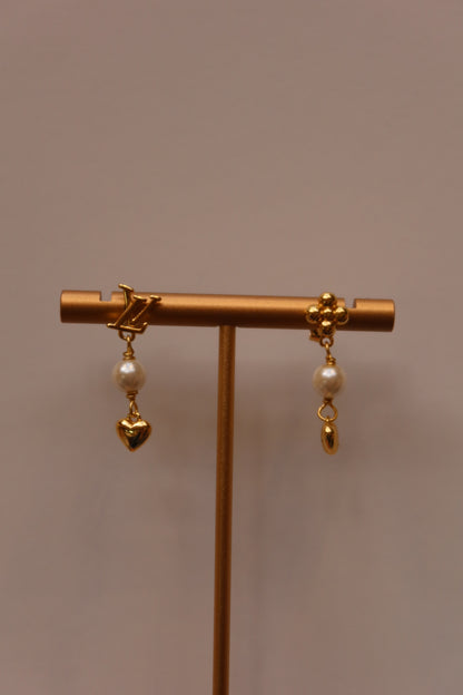 Pearl Heart Drop Earrings