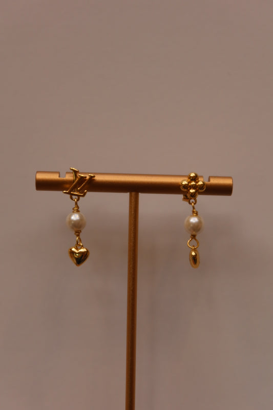 Pearl Heart Drop Earrings