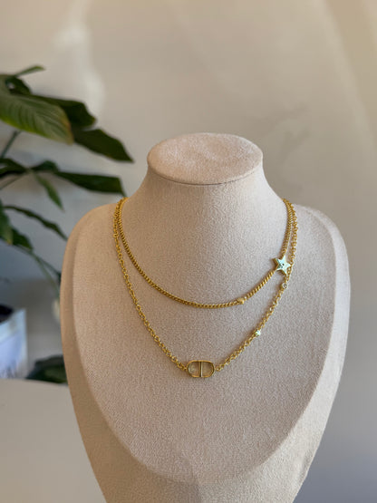 Double Chain CD Necklace