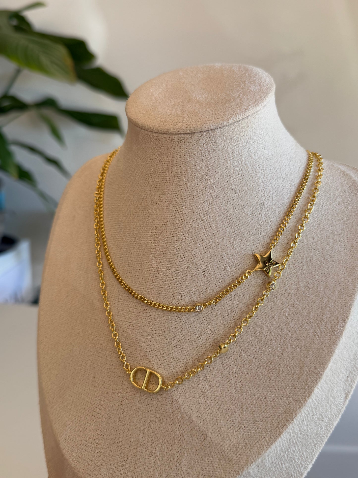 Double Chain CD Necklace