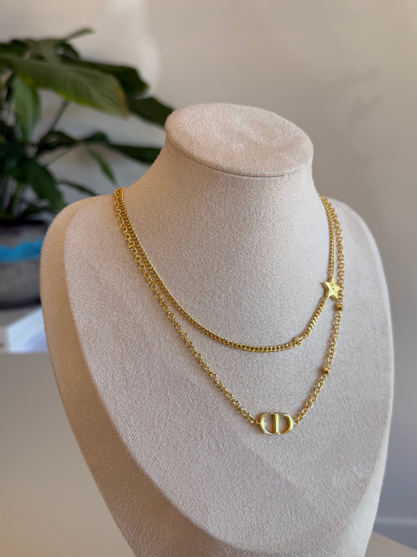 Double Chain CD Necklace